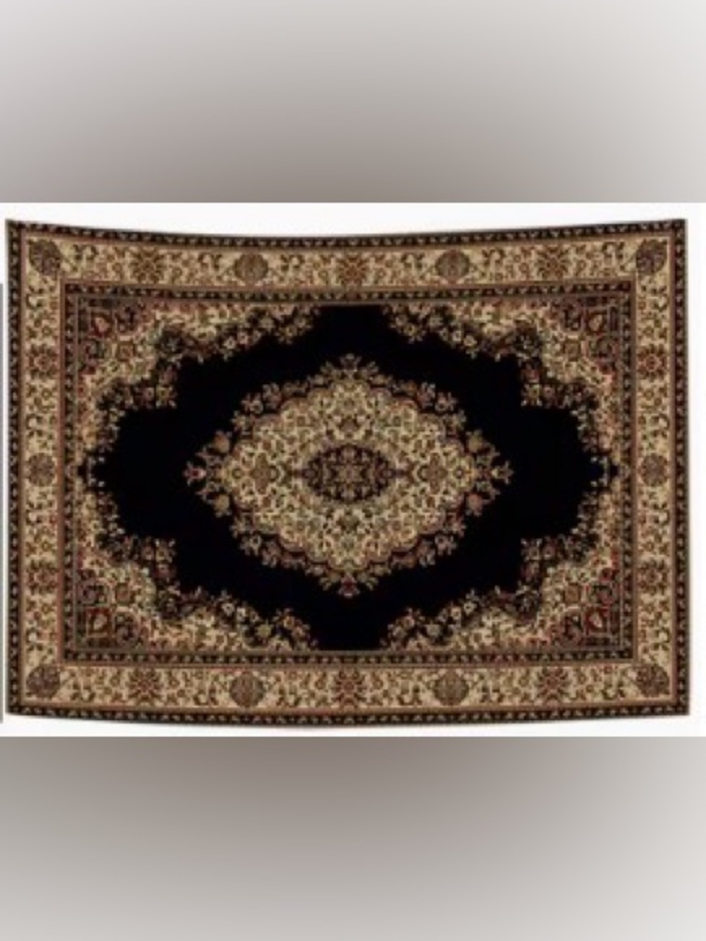 Classic Black and Beige Medallion Wall Tapestry -
